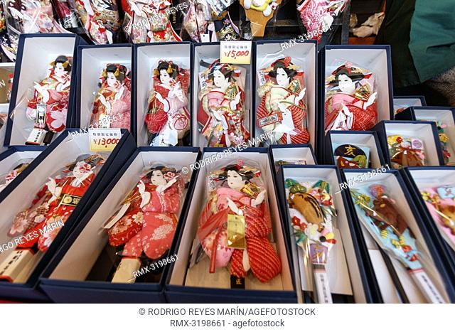 December 17, 2018, Tokyo, Japan - Traditional Hagoita (Battledores) on display during the Hagoita-Ichi fair at the Sensoji Temple in Asakusa