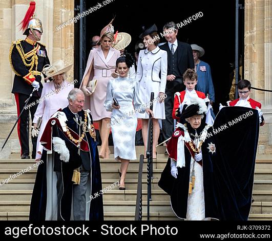 The Queen and other members of the Royal Family attend a service for the Most Noble Order of the Garter at St. Georges Chapel in Windsor Castle