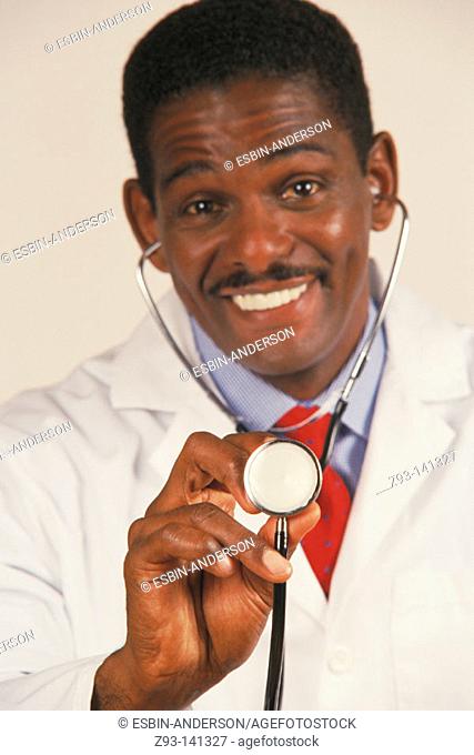 Happy african-american doctor