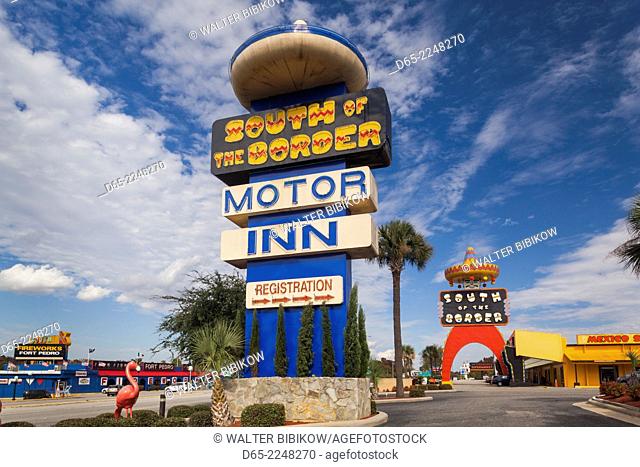 USA, South Carolina, South of the Border, signage for famous tourist attraction on Route 95