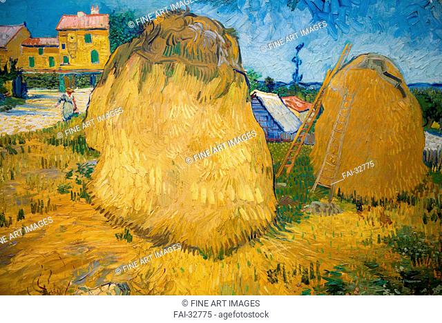 Wheat Stacks in Provence by Gogh, Vincent, van (1853-1890)/Oil on canvas/Postimpressionism/1888/Holland/Kröller-Müller Museum