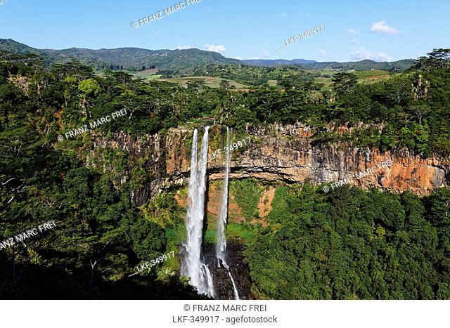 Waterfall of St.Denis river 127 m high, Chamarel, Mauritius, Africa