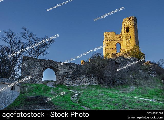 Ruins of medieval castle of Pelegrina. Guadalajara. Spain. Europe