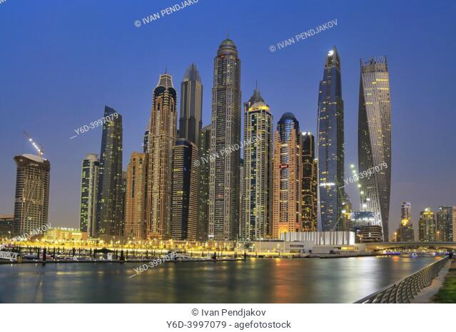Dubai Marina at Night, United Arab Emirates