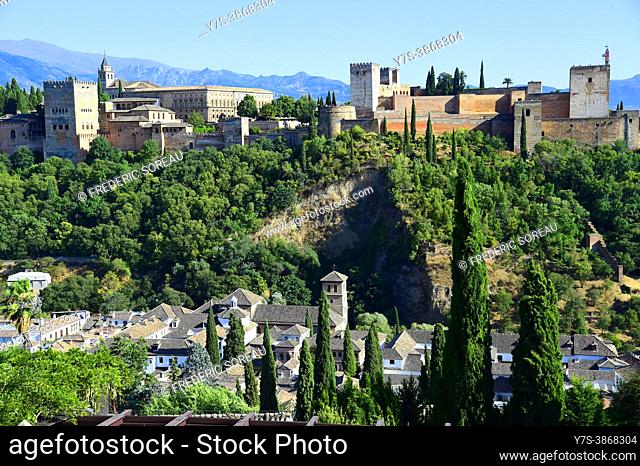 Alhambra of Granada, Alhambra fortress and Albaicin quarter, Andalusia, Spain