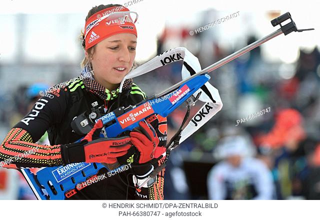 RECROP - Female biathlete Franziska Preuss of Germany in action during the mixed relay competition at the Biathlon World Championships