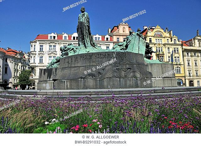 Jan Hus memorial made by Ladislav Saloun at Old Town Square, Czech Republic, Prague