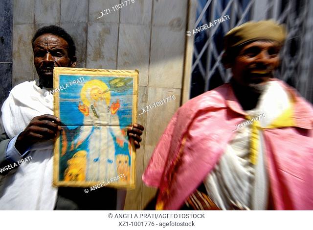 Africa, Eritrea, Asmara, Meskel is an annual religious holiday of the Eritrean Orthodox Church commemorating the discovery of the True Cross by Queen Eleni...