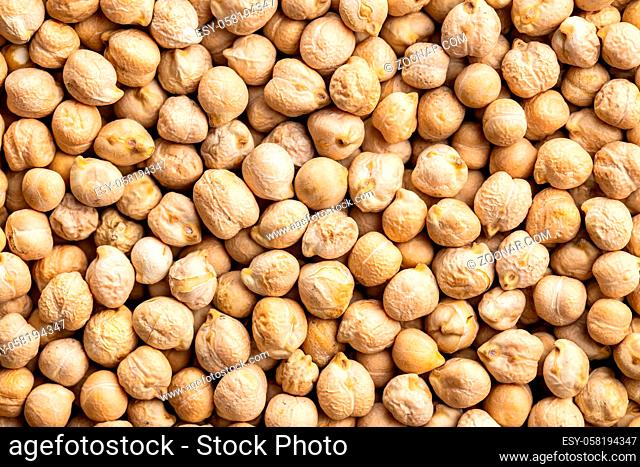 Food texture. Dried chickpeas. Top view