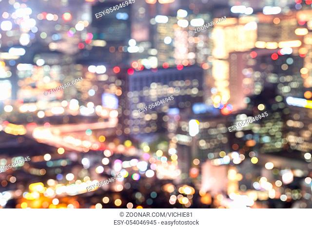 Abstract blurrred background of Seoul Downtown cityscape Night view in South Korea