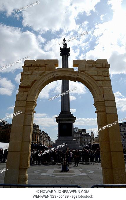 A 15 metre high replica of the Arch of Triumph is erected in Trafalgar Square to coincide with UNESCO’s World Heritage Week