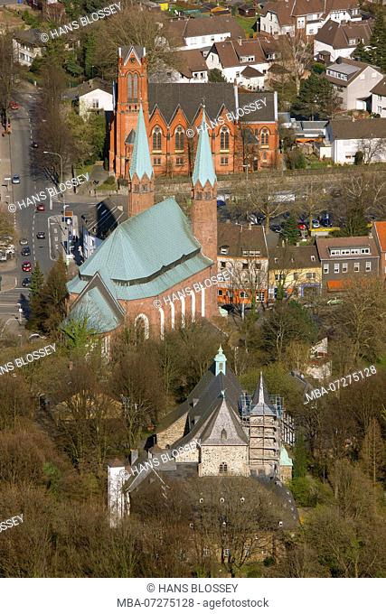 Stoppenberg with St.Vincenz Hospital and Carmelite Convent of Mary in Need, St.Nikolaus, Collegiate Church, Am Kreuz, Essen, Ruhr Area, North Rhine-Westphalia