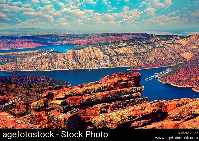 Beautiful landscapes in Flaming Gorge recreation area, USA