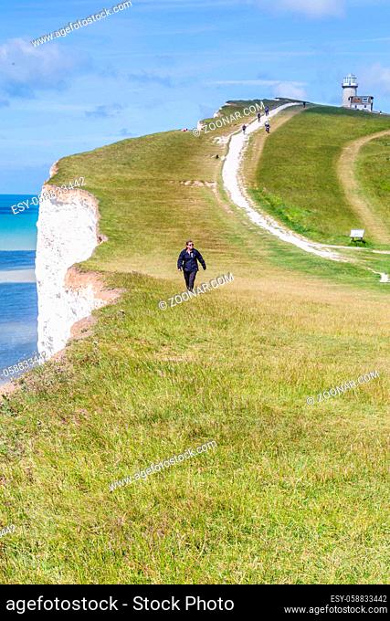 Seven Sisters National Park, view of the white cliffs near Eastbourn , East Sussex, England