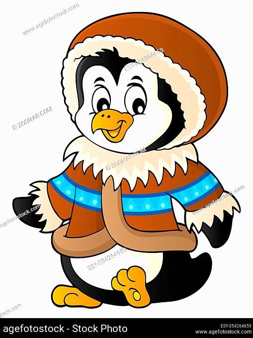 Penguin in winter clothing theme 1 - picture illustration