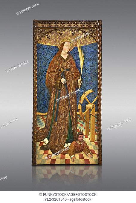 Gothic altarpiece of Saint Catarina (Catherine), 3rd quarter of the 15th century, tempera and gold leaf on for wood. National Museum of Catalan Art, Barcelona