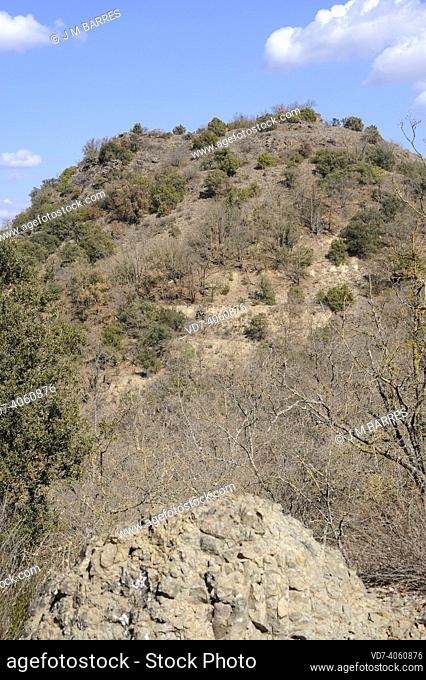 Diabase dome. Diabase, dolerite or microgabbro is a mafic subvolcanic rock. This photo was taken in Caserras del Castillo, Huesca, Aragón, Spain