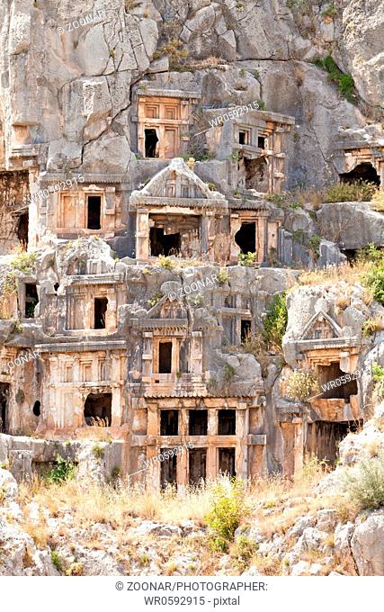 Ancient tombs in old town Myra
