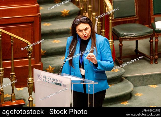 MR's Marie-Christine Marghem pictured during a plenary session of the Chamber at the Federal Parliament in Brussels on Thursday 21 December 2023