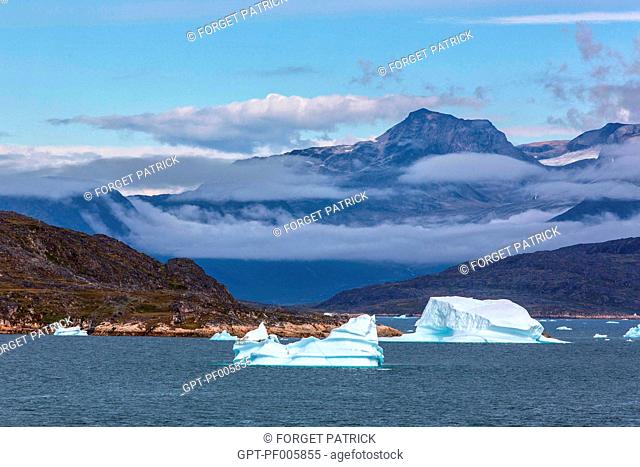 ICEBERGS IN THE FJORD OF NARSAQ, GREENLAND