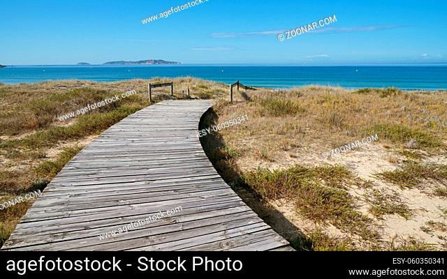 Beautiful beach Playa de A Lanzada close to O Grove, coast of Galicia, Spain