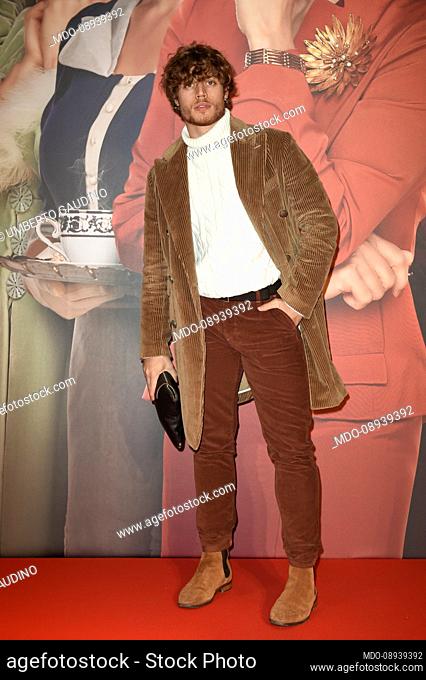 Italian dancer Umberto Gaudino during the red carpet of the preview of the film 7 donne e un mistero. Rome (Italy), December 15th, 2021