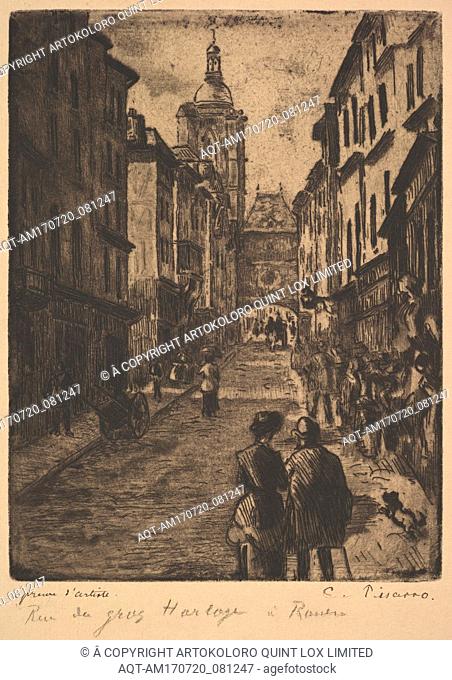 The Street of the Grand Clock, Rouen, 1885, Etching and aquatint on beige laid paper (Van Gelder); third state, sheet: 14 7/16 x 10 13/16 in. (36