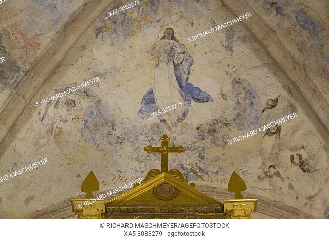 Original Frescoes, Former Convent San Miguel Arcangel, founded 1541 AD, Route of the Convents, Mani, Yucatan, Mexico