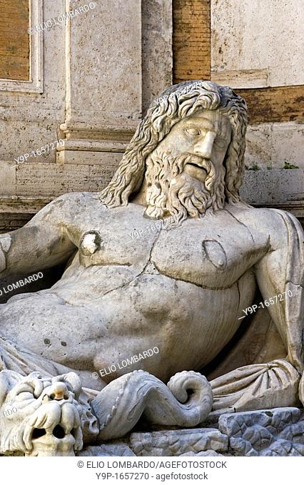 Detail of Marforio statue, Palazzo Nuovo, Campidoglio square, Rome, Latium, Italy