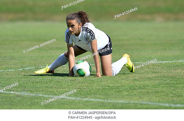 Germany's Fatmire Bajramaj takes part in a training session of the German women's national soccer team as part of the UEFA Women's Euro in Gothenburg, Sweden