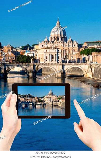 photo of Tiber river and St Peter Basilica, Rome