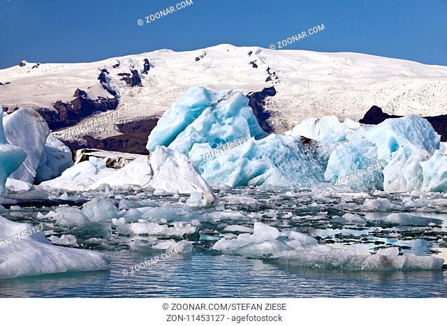 Gletscherlagune, Joekulsarlon, Vatnajoekull-Nationalpark, Hornarfjoerdur, Ostisland, Island, Europa