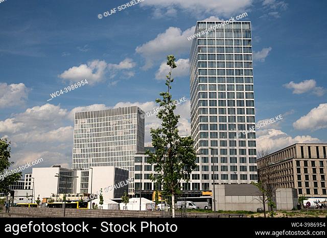 Berlin, Germany, Europe - City development of the Europacity with modern new buildings and the 22-storey high-rise office building (Hochhaus am Europaplatz)...