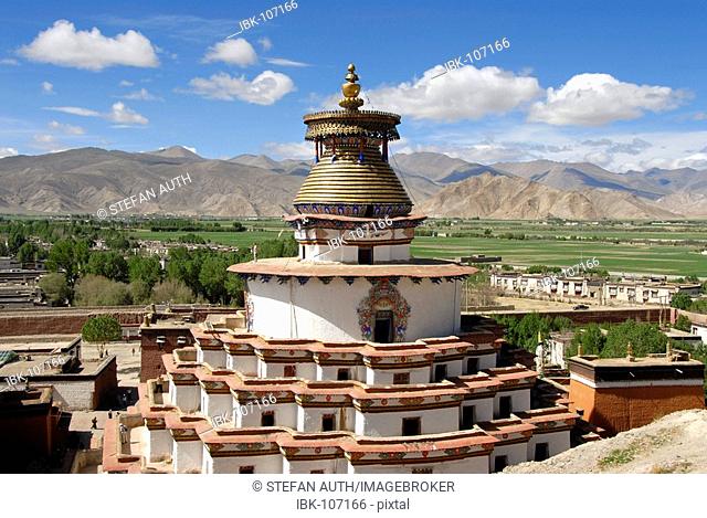 View of the Kumbum with the surroundings Pelkor Chöde Monastery Gyantse Tibet China