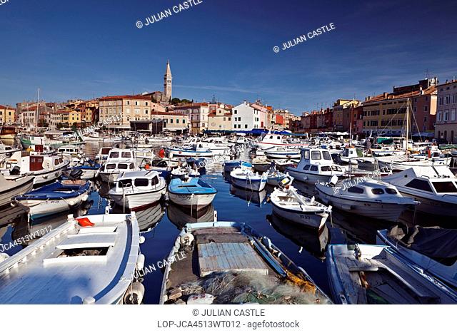 Croatia, Istria, Rovinj. Boats in the harbour at Rovinj