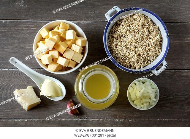 Ingredients of swede risotto