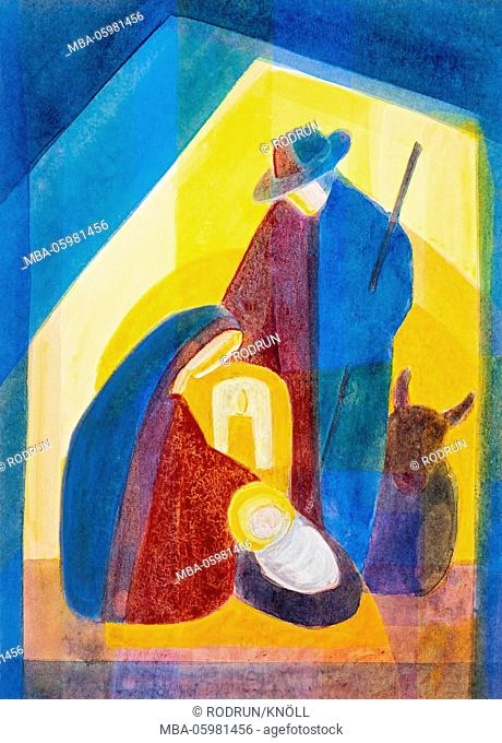 Regine Martin, motif from Regine Martin, Holy family of Bethlehem in the stable