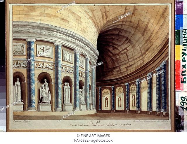 Sketch for the curtain for the Emperor Theatre in Pavlovsk. Ivanov, Ivan Nikolayevich (1796-1854). Watercolour and ink on paper