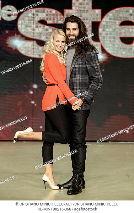 The dance teacher Veera Kinnunen with the model Luca Sguazzini during the photo call of tv show ' Dancing with the stars ', Rome, ITALY-18-02-2016