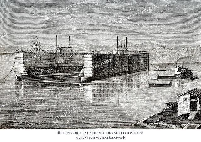 A dry dock ship repair facility, Suez, Egypt, 19th century