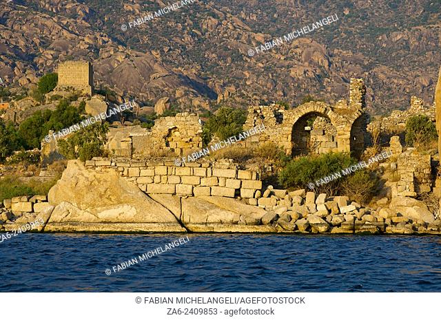 Ruins of Herakleia near the village of Kapikiri at the foot of Mt Latmos on the shore of Lake Bafa in southwestern Turkey