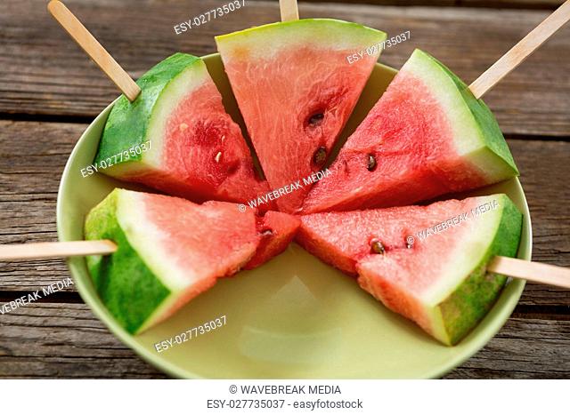 Slices of watermelon kept in plate