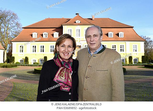 EXCLUSIVE - Alexandra and Irina von Bismarck in front of the manor house in Doebbelin, Germany, 17 November 2014. In the basement, over 10