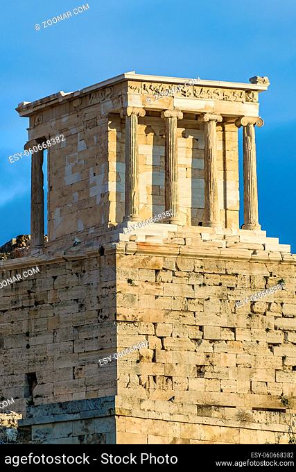 Famous athena nike temple at acropolis site, Athens, Greece