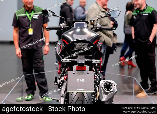 31 January 2020, Saxony, Leipzig: A motorcycle of the type Kawasaki ZH2 is exhibited at the motorcycle fair Leipzig. From 31.01.2020 to 02.02