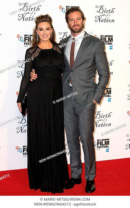The BFI LLF Headline Gala of 'Birth Of A Nation' held at the Odeon Leicester Square - Arrivals Featuring: Armie Hammer, Elizabeth Chambers Where: London