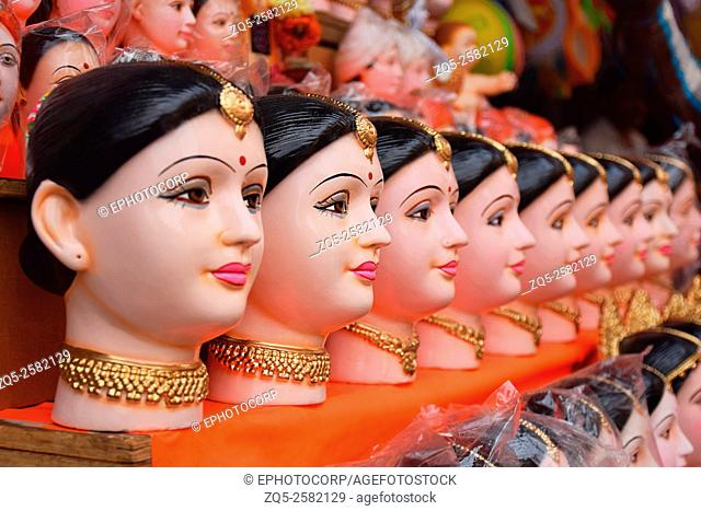 Gouri or Gauri (Hindu Deity Goddess Durga) idols, Pune, Maharashtra, India