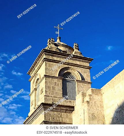 Steeple of Monasterio de Santa Catalina in Arequipa, Peru