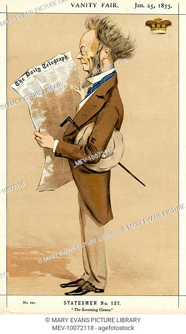 WALTER FRANCIS SCOTT, fifth duke of BUCCLEUCH and seventh of QUEENSBERRY Statesman, depicted reading the Daily Telegraph