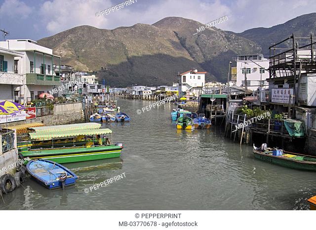 Hong Kong, Lantau Iceland, Tai O,  Landing place, fisher boats,  Eastern Asia, Outlying Iceland, island, village, 'Little Venice',  Fisher village, houses